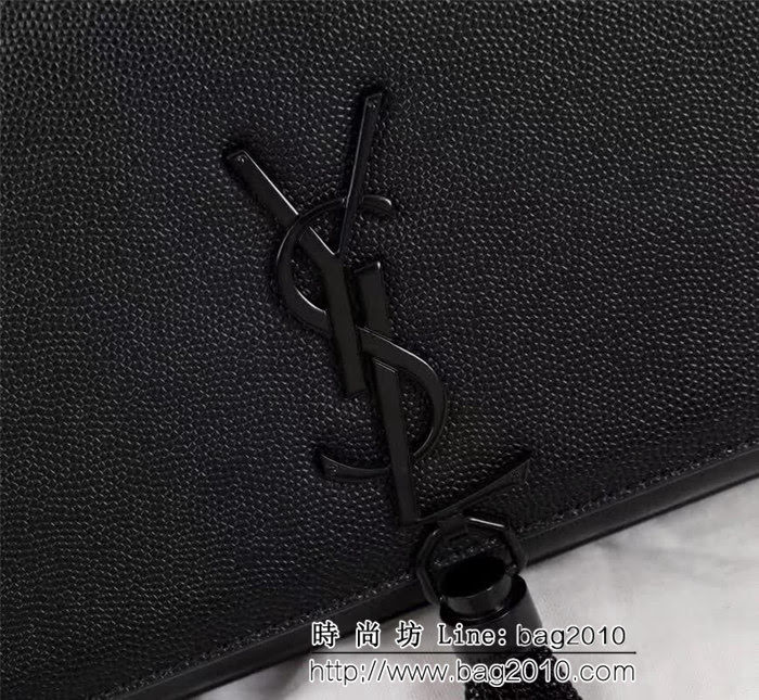 YSL聖羅蘭 原版魚子醬牛皮 翻蓋式 金色鏈條包 26702-1 YAS1346